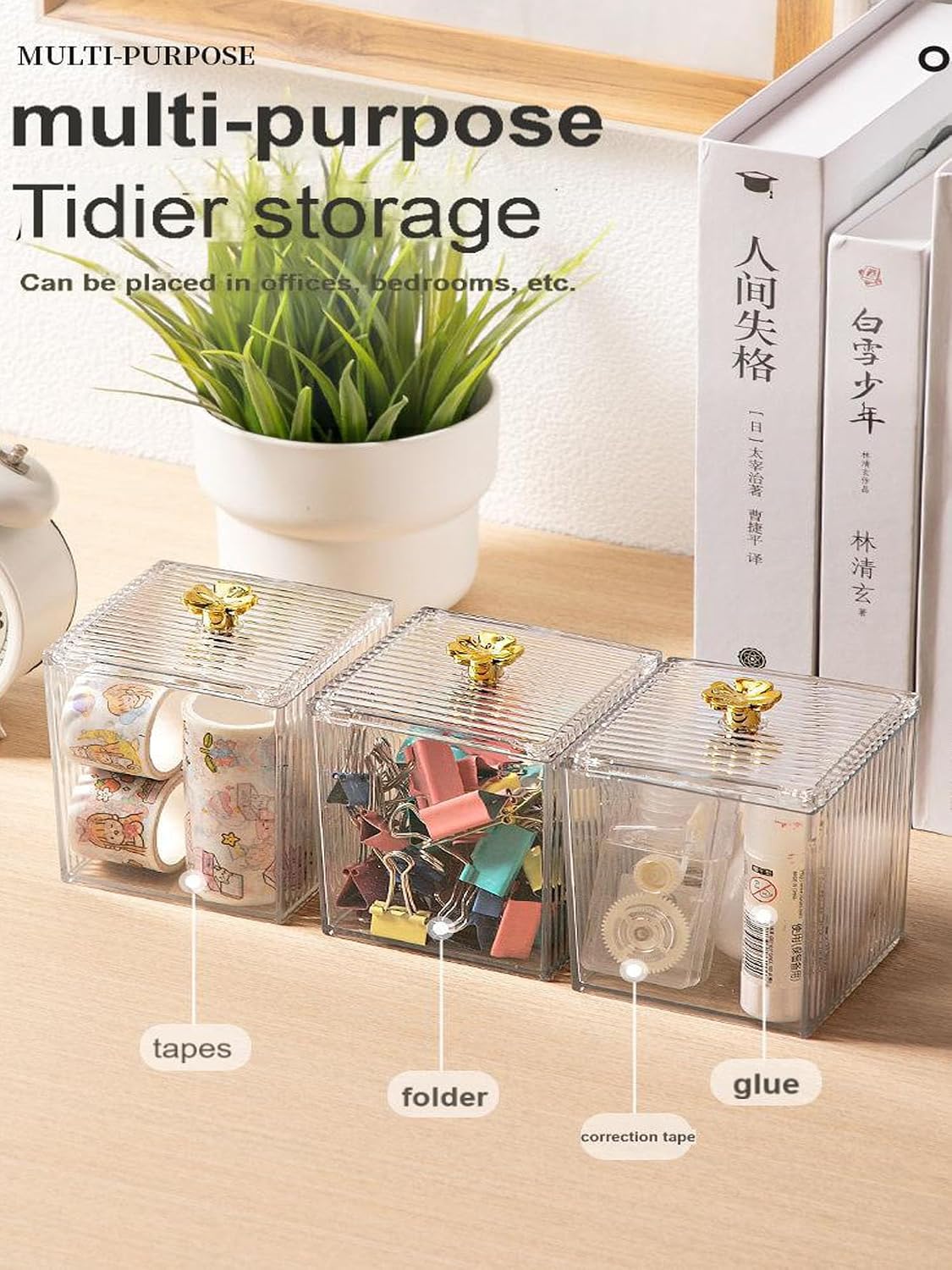 3 Pack Acrylic Qtip Holder Dispenser for Cotton Swabs Balls Pads Floss Picks, Bathroom Canister Storage Organizer, Acrylic Canister Apothecary Jar Set, Makeup Storage Organizer
