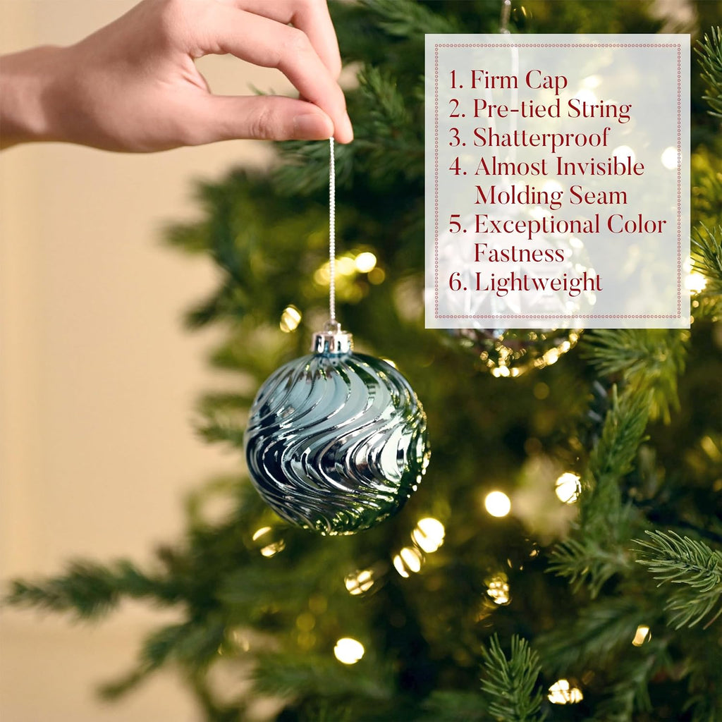 Valery Madelyn 100ct Christmas Tree Decorations Ball Ornament Set, Light Blue Silver Shatterproof Hanging Ornaments Bulk for Xmas Holiday Party Decor