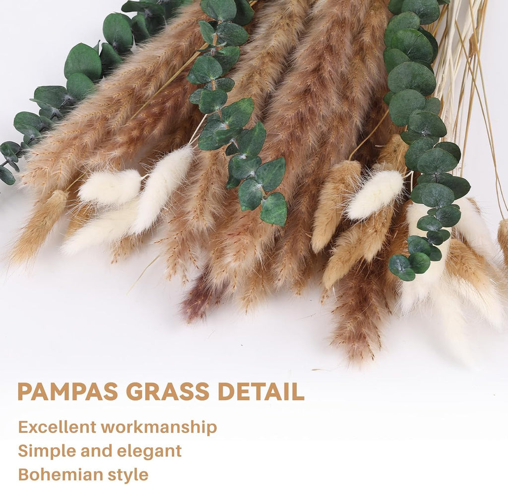 125Pcs Natural Dried Pampas Grass Decor 7 Types Dried Flowers