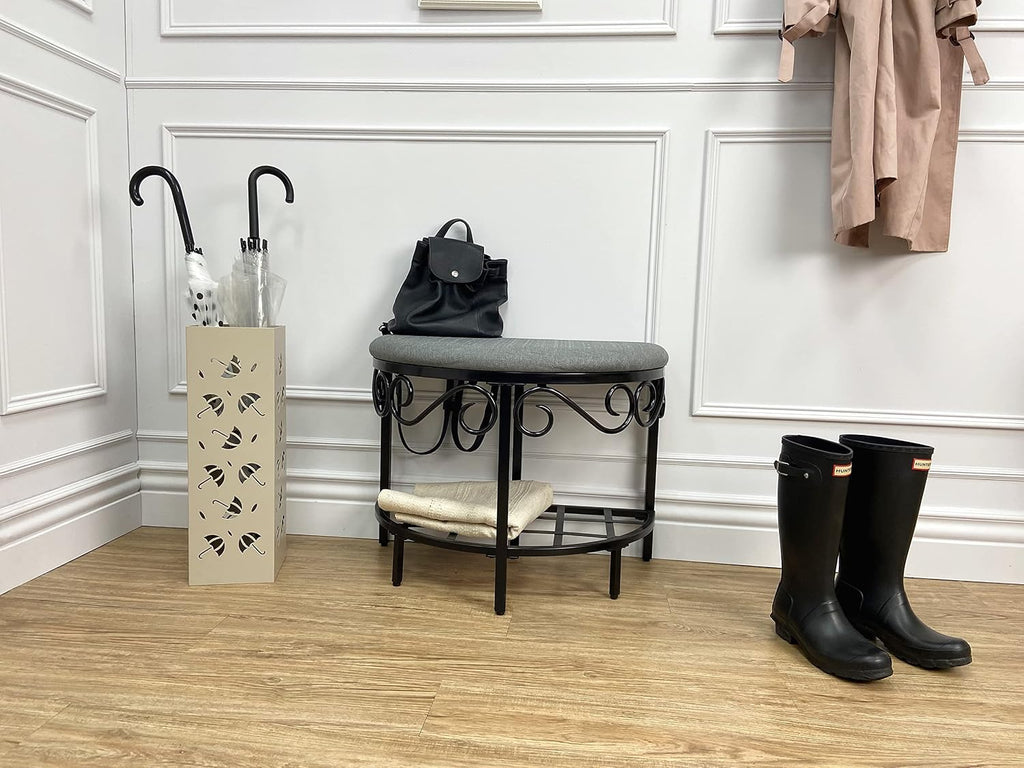 Mango Steam Metal Square Tall 19.5" Umbrella/Cane/Walking Stick/Wrapping Paper Holder, Stand, Rack Organizer (Brollies Almond)