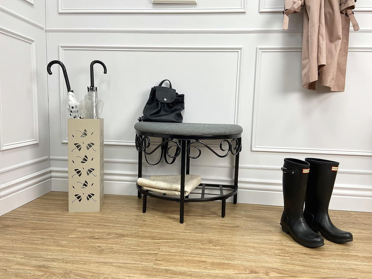 Mango Steam Metal Square Tall 19.5" Umbrella/Cane/Walking Stick/Wrapping Paper Holder, Stand, Rack Organizer (Brollies Almond)