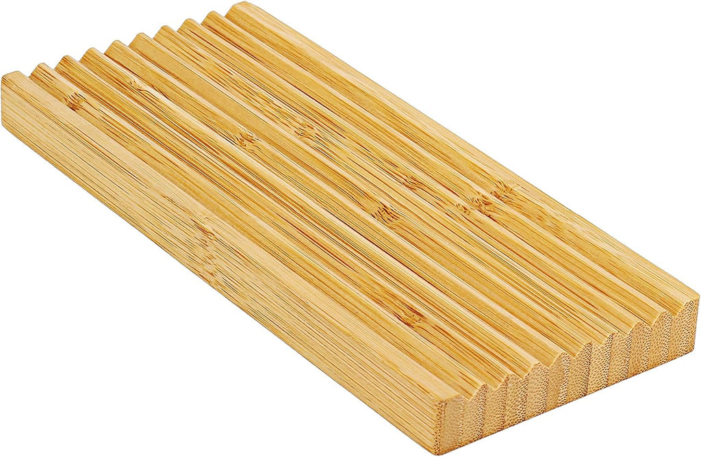 Bamboo Soap Dish, Bar Soap Holder for Shower Bathroom, Kitchen, Wooden Tray for Soap