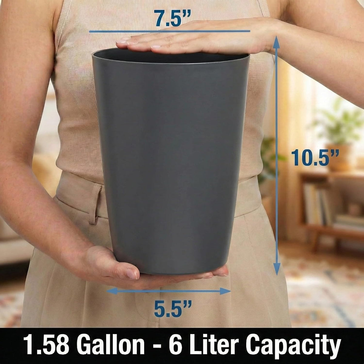 Mini Waste Basket, Durable Small Plastic Garbage Trash Can Bin (2 Pack)