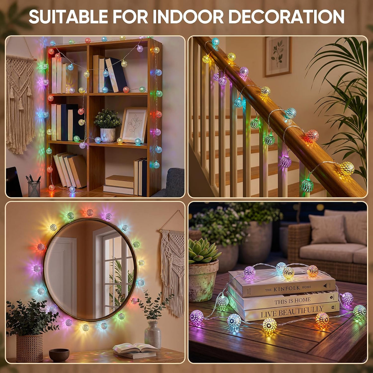 OMIKA 24 Colors Changing Globe String Light for Diwali Decor, 13ft 40 Silver Metal Balls LED Fairy Lights with Remote Timer Moroccan Orb Decorative Diwali Lights for Room Party Christmas Boho Décor