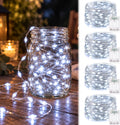 Adamonda 4 Pack Twinkle Fairy Lights Battery Operated,80FT Total (20FT per Strand), 240 Mini LEDs, IP65 Waterproof String Lights for Bedroom Christmas Party Indoor & Outdoor Decoration(Cool White)
