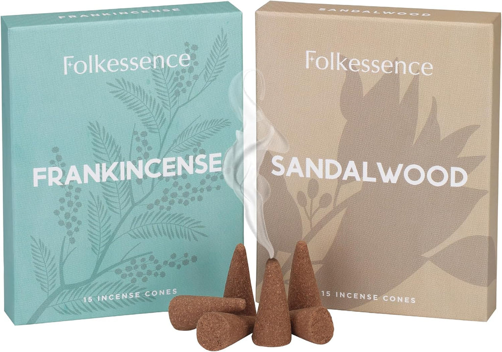 Folkulture Fall Incense Cones Frankincens & Sandalwood- Set of 2 (30 Cones)