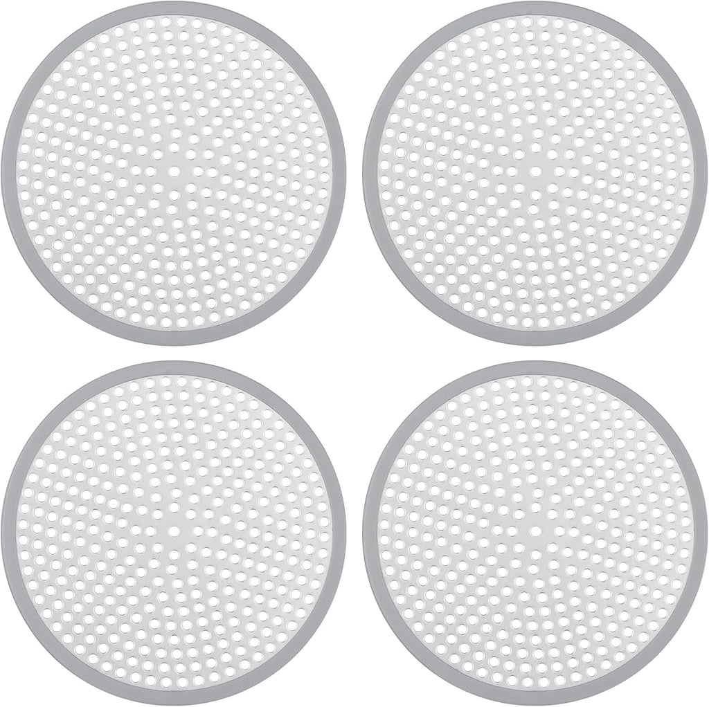 Ohtomber 4PCS 4.72" Stainless Steel Shower Drain Hair Catcher, Silicone Rim