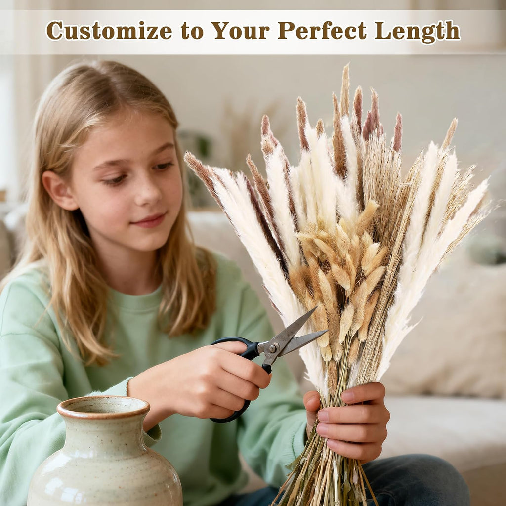 300 PCS Dried Pampas Grass Bouquet, Natural Pampas Grass Decor
