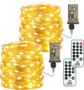 2-Pack Fairy Lights Plug in, 33ft 100 LED(Total 66ft 200 LEDs) with Remote