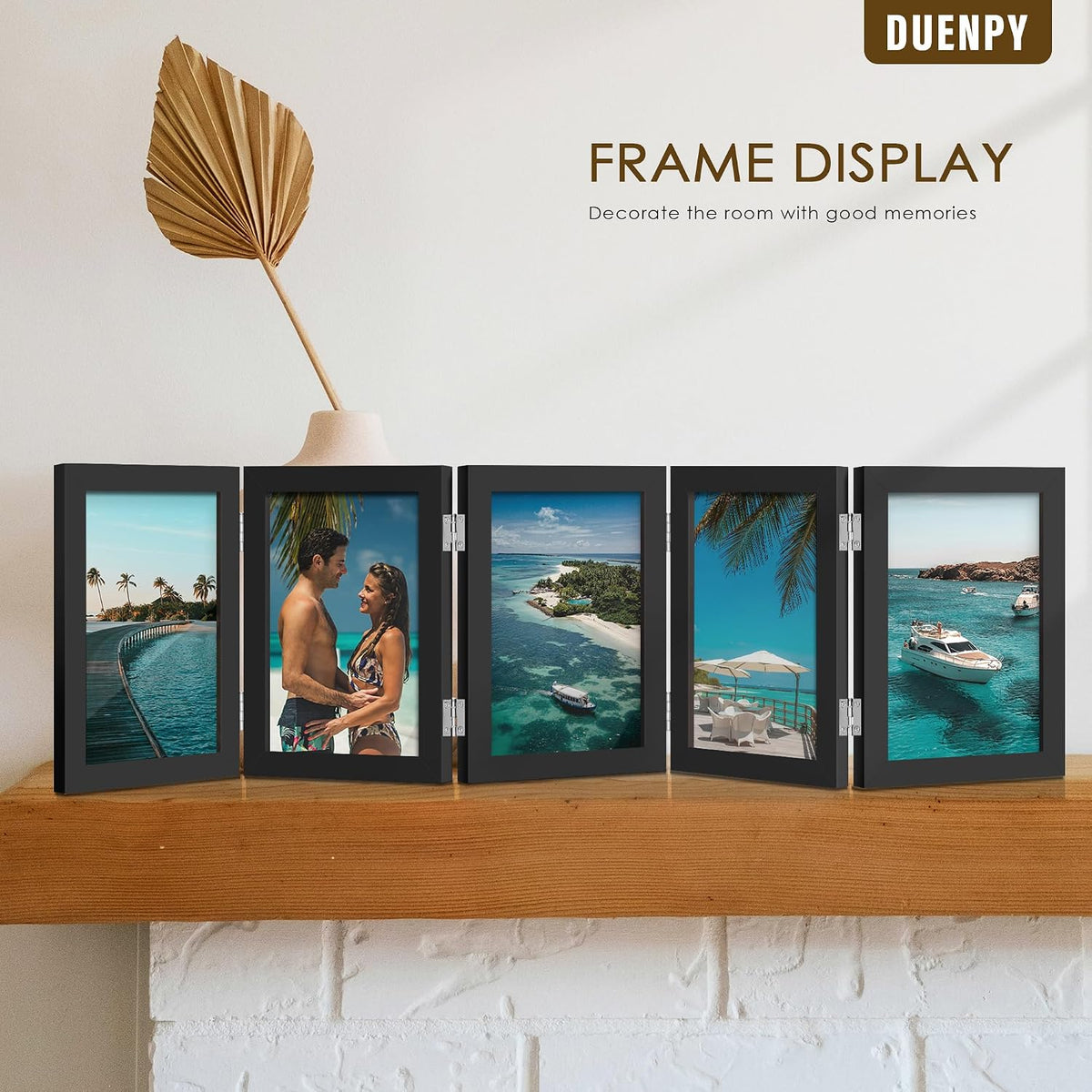 DUENPY 5 Folding 4x6 Accordion Wood Frame Plexiglass Black
