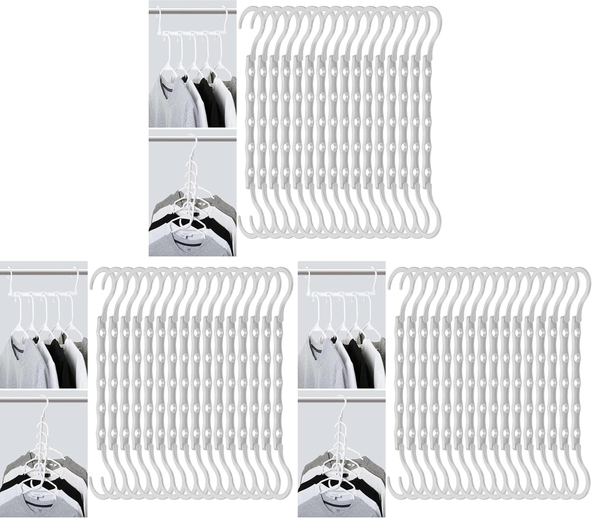 Mr. Pen- Space Saving Hangers, 16 pcs, 360° Rotating Hooks (Pack of 3)