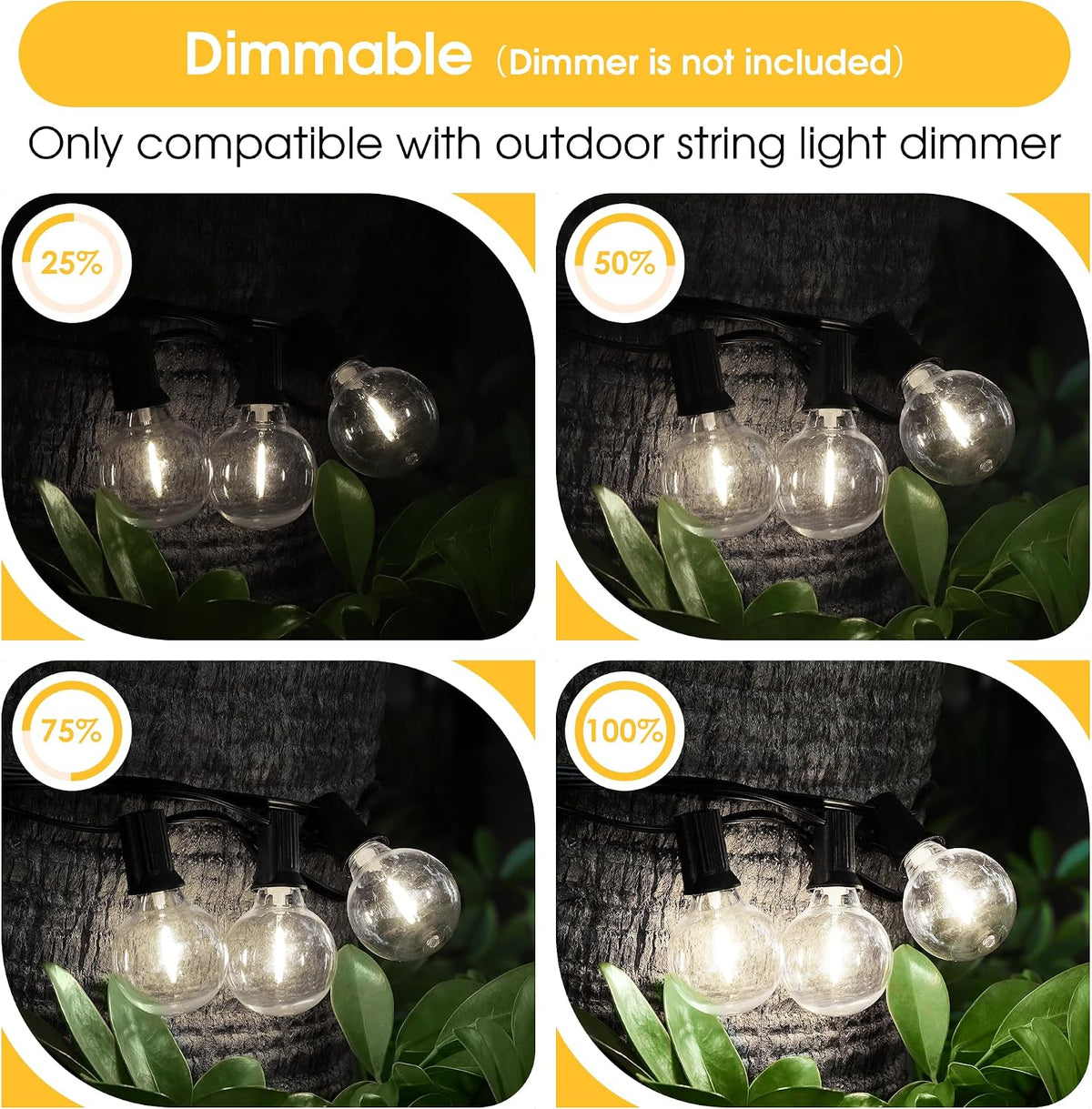 Mlambert 50 Pack G40 LED Replacement String Light Bulbs, E12 Base, 1W,4000K