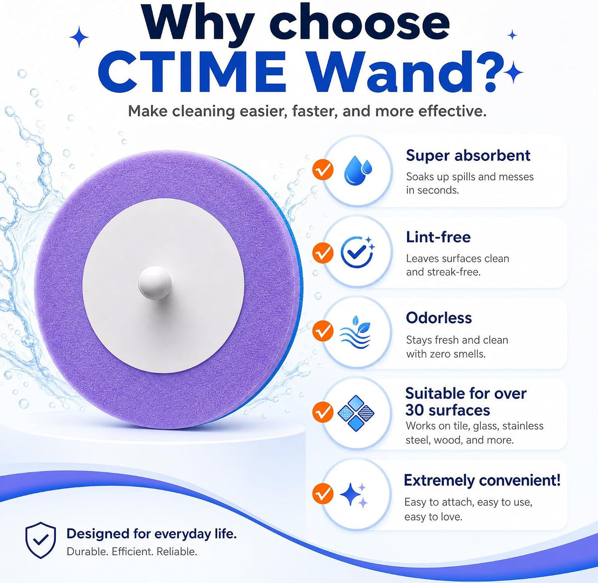Ctime 42 Pack Disposable Toilet Bowl Cleaner Refills, Flushable Wand Heads