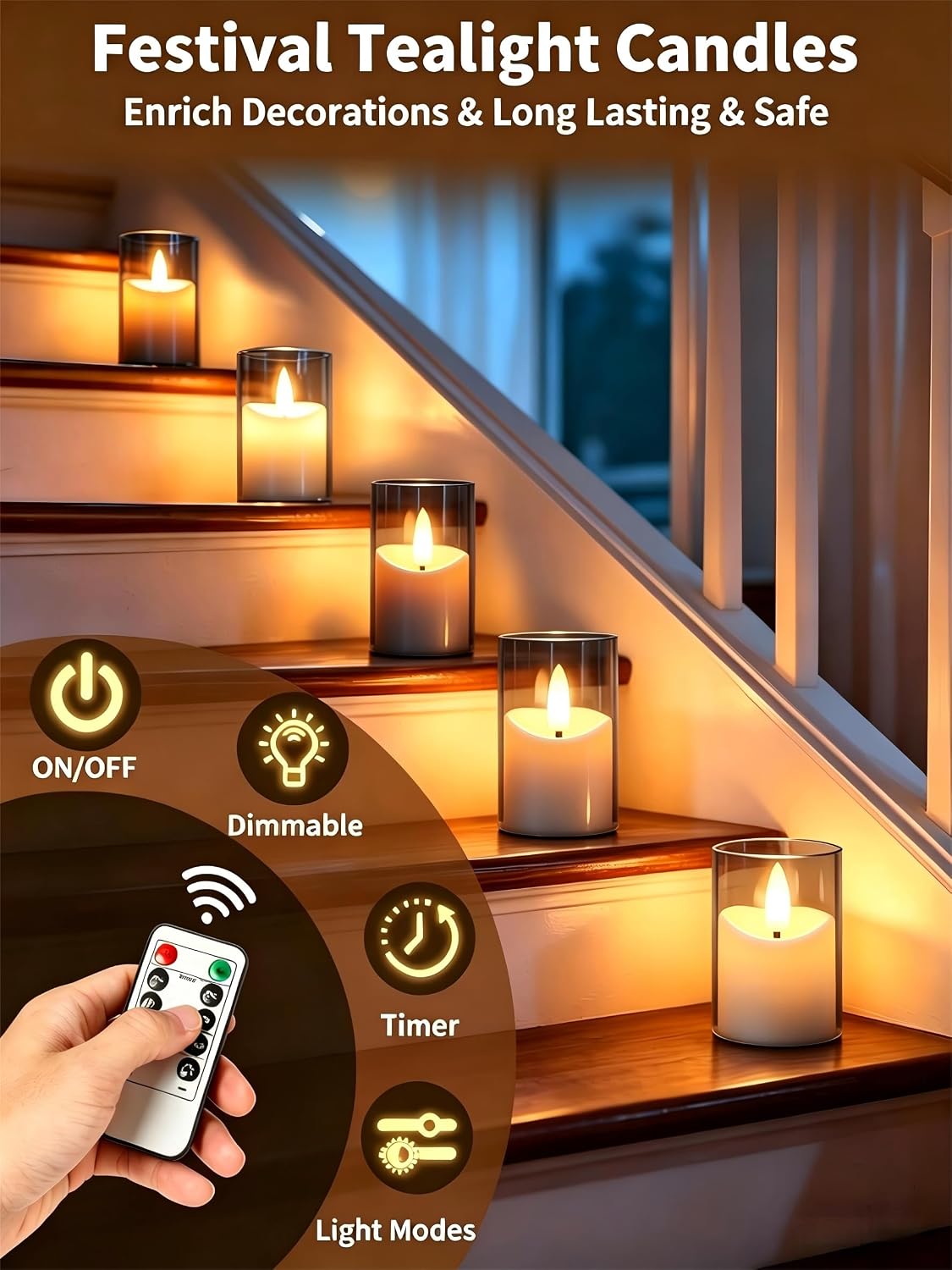 Rechargeable Flameless Candles with Remote Timer
