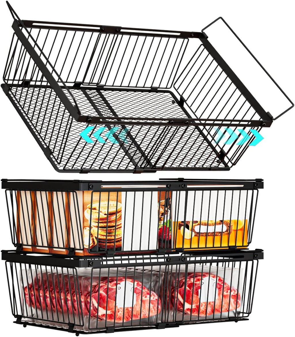 Large Freezer Organizer Bins for 10 to 20 Cu.Ft,Leak-Proof Bottom,3 Pack