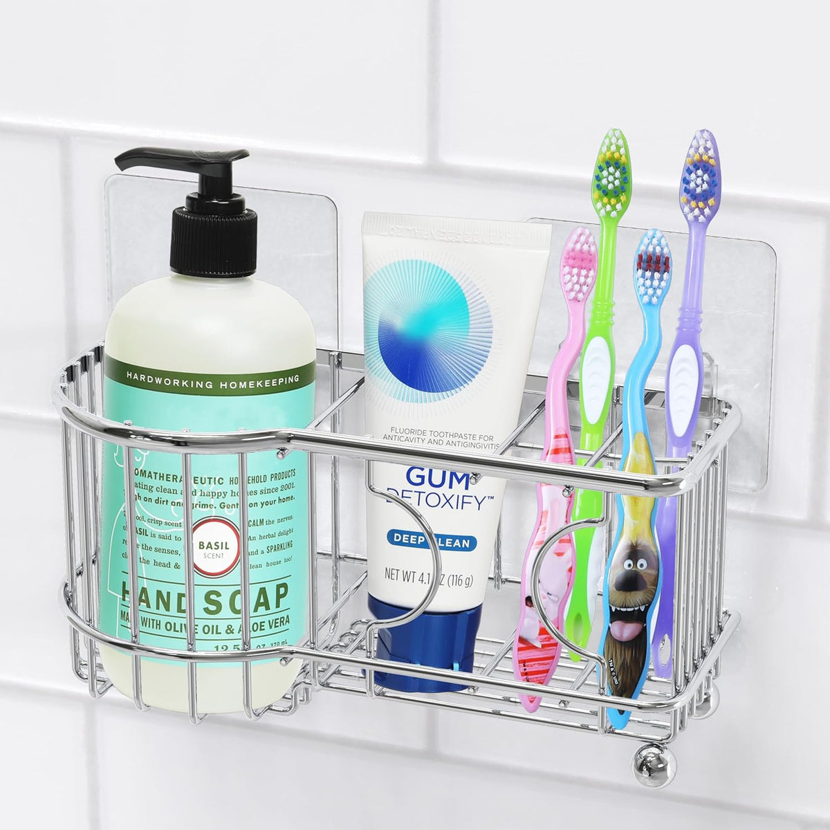 Simple Houseware Stainless Steel 6 Slots Adhesive Wall Toothbrush Holder