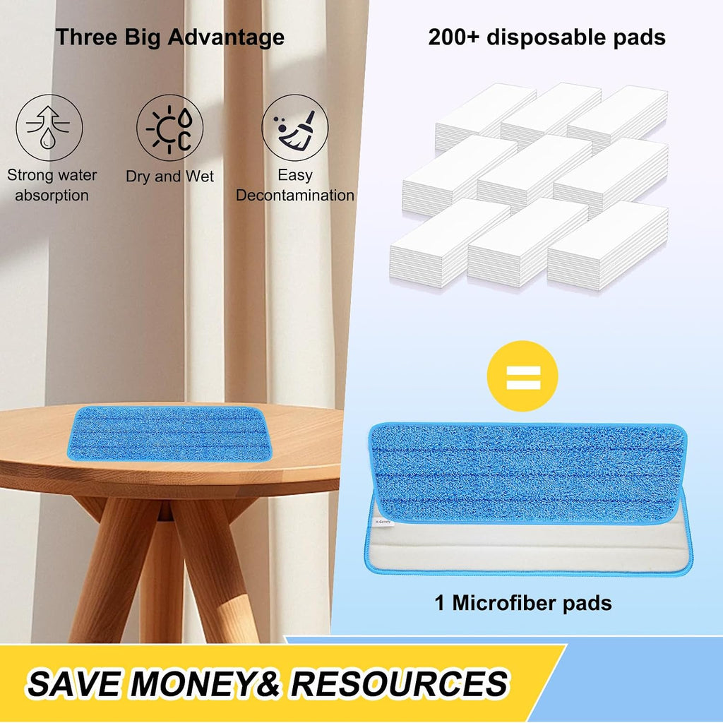 6 Pack 16.5 inch Reusable Mop Pads Microfiber Spray Mop Replacement Heads for Wet/Dry Mops Compatible with Bona Floor Care System