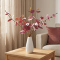Artificial Eucalyptus Stems with Ceramic Vase for Home Decor,Dusty Purple