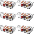 Under Shelf Baskets for Storage, Under Shelf Wire Basket Carbon Steel Basket Under Cabinet Shelf, Welding Joints, Baking Finish, Easy to Install without Holes, 6 PCS, Black