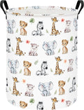Round Collapsible Laundry Hamper with Handles, Jungle Animal Print