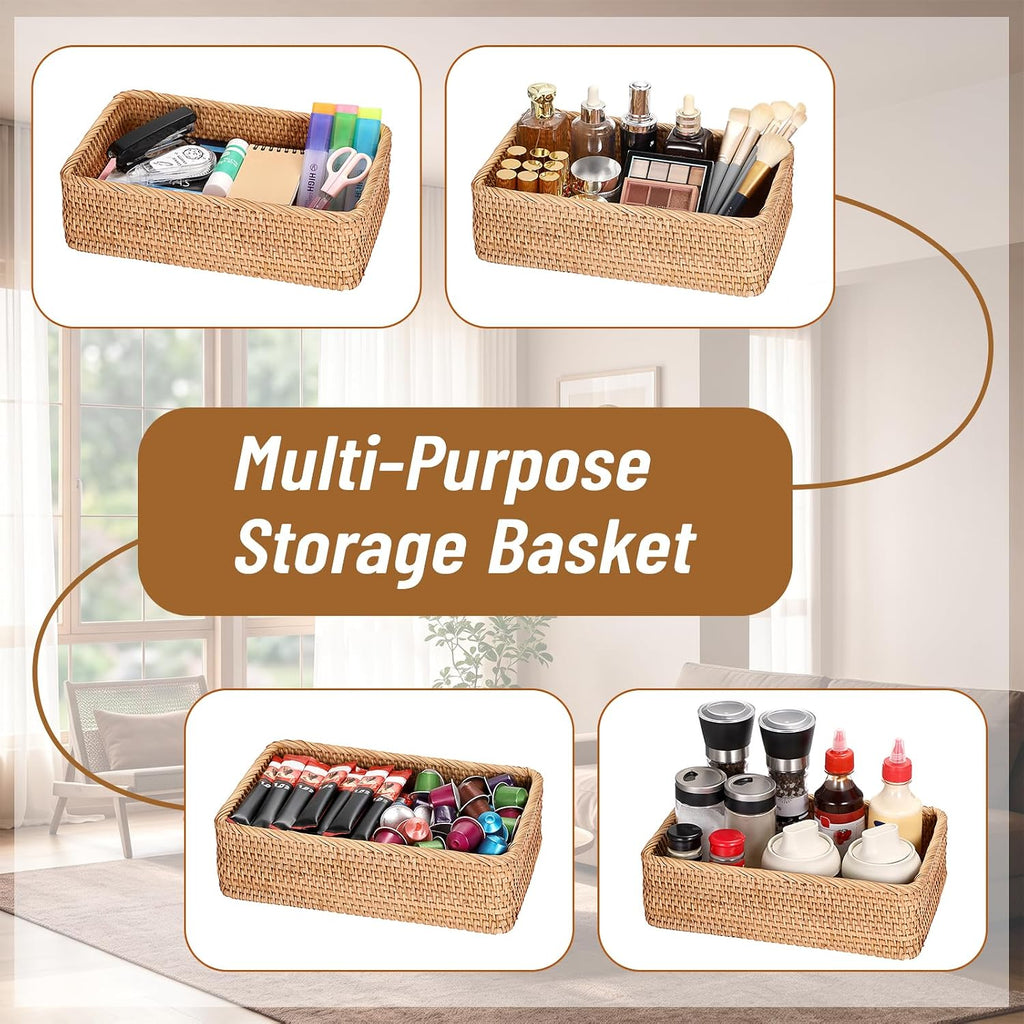 BTSKY Large Remote Basket for Coffee Table Entryway Living Room Vanity