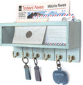 Rebee Vision Key Holder Wall Mount with Mail Basket for Home Decor, Blue