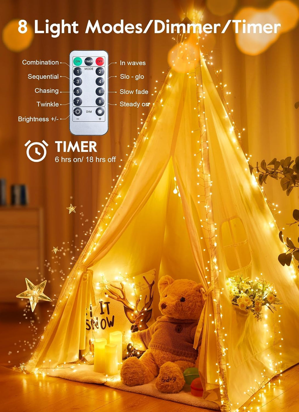 Minetom USB Firecracker Fairy Lights Plug in, 16.4FT 200 LED Warm White