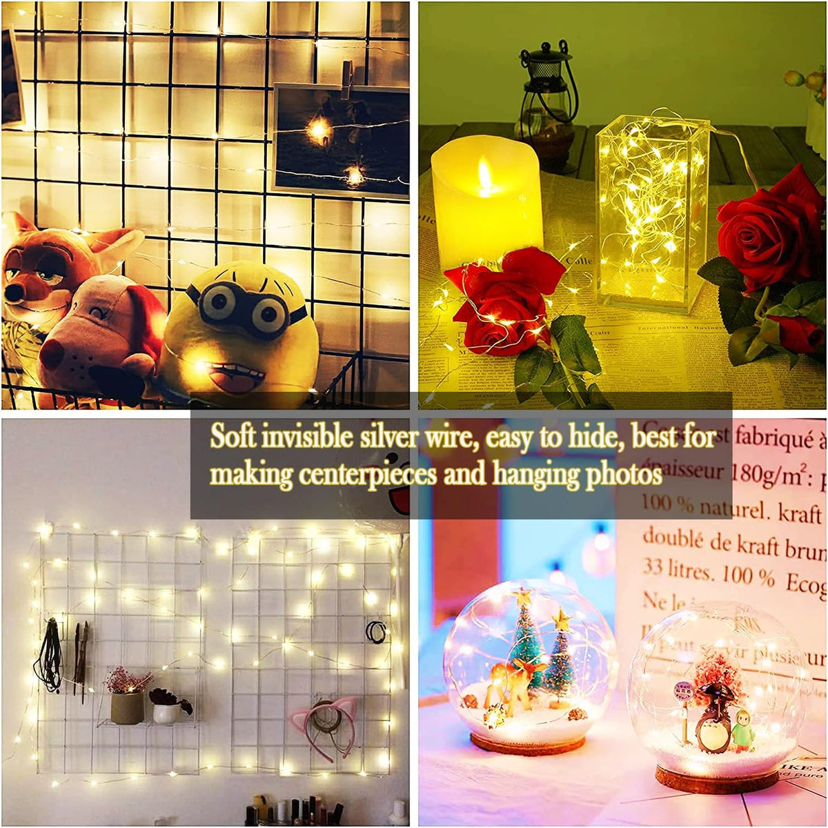 SmilingTown Battery Operated Fairy Lights, 24 Pack 20 LED 7.2ft Silver Wire Mini String Lights for Mason Jar, Bottle, Wedding Centerpiece, Halloween Christmas Party, Bedroom Indoor Decor (Warm White)