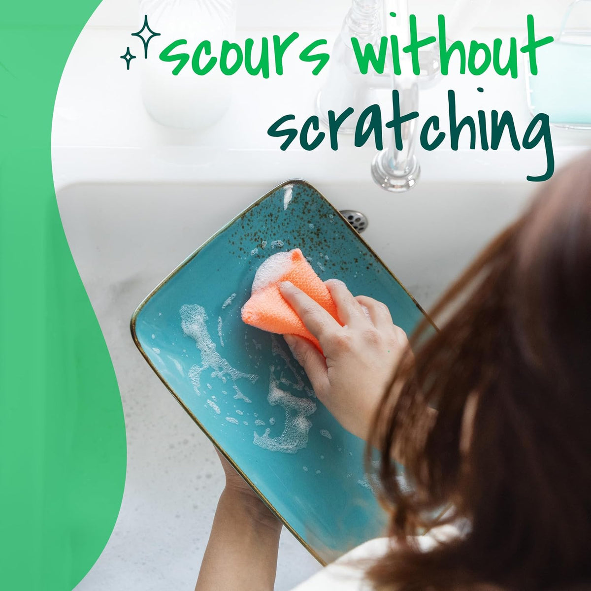 Scotch-Brite Dobie Non-Scratch All-Purpose Scrub Pads, 6 Total Pads (2 Packs of 3), Reusable Scouring Sponges for Kitchen & Bathroom, Safe on Non-Stick Cookware, Assorted Colors