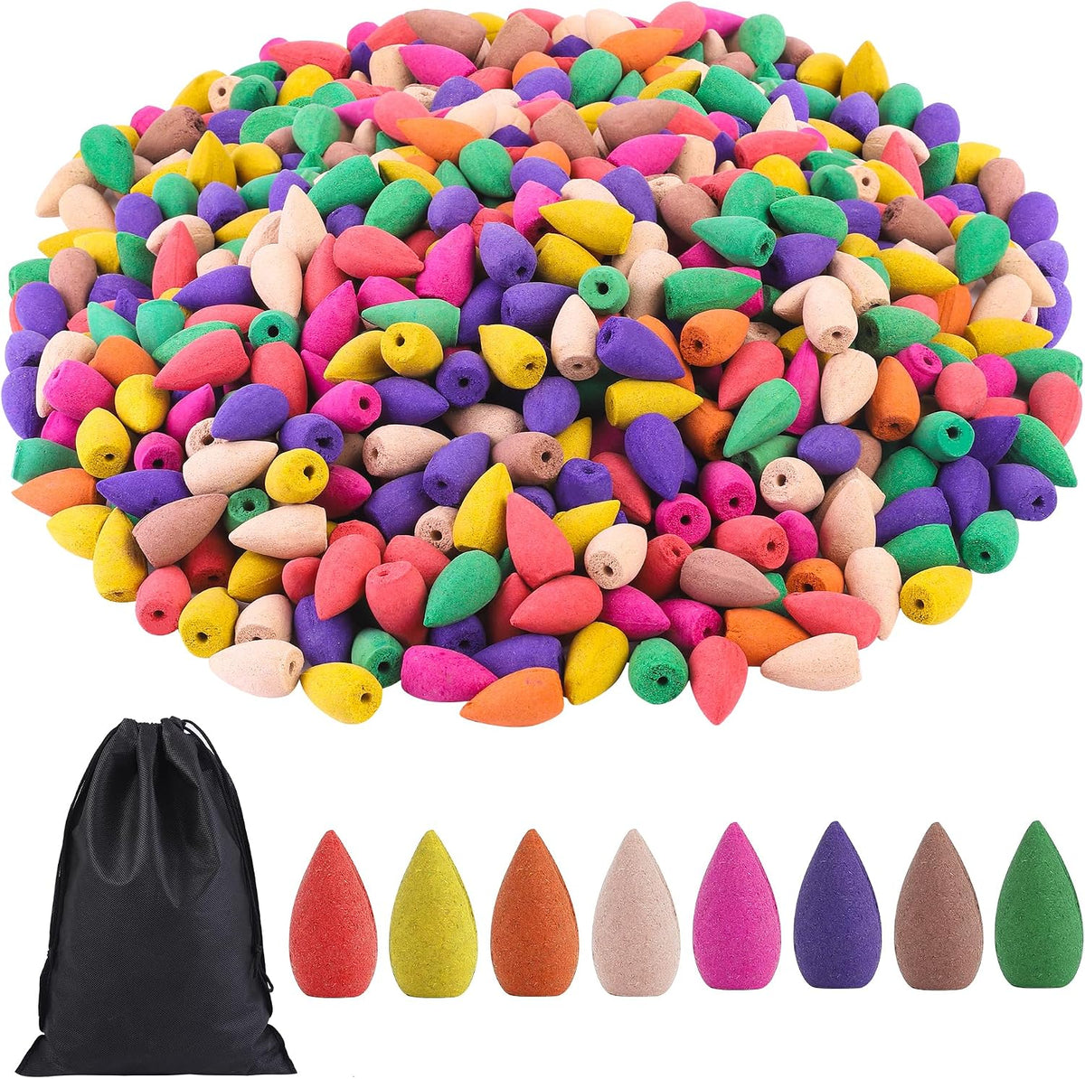 Aneco 600 Pieces Backflow Incense Cones Natural Scents Waterfall Incense Cones for Spa, Yoga, Relaxation, Mixed Scents