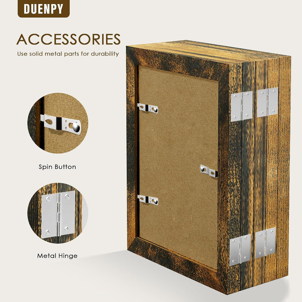 DUENPY 5 Folding 4x6 Accordion Wood Frame Plexiglass Brown
