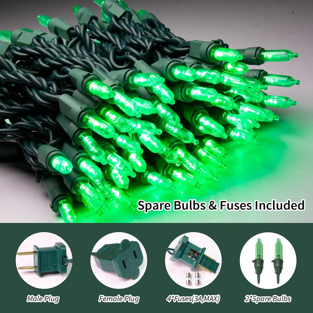 LAMPHOME Green Halloween String Lights,100LED 21.6Ft St Patrick Day Lights, Waterproof Green Christmas Lights for Indoor Xmas Tree Garland Birthday Wedding Party Festival Decoration, Green Wire