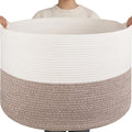 OIAHOMY 115L Extra Large Blanket Basket Living Room Laundry Basket Brown