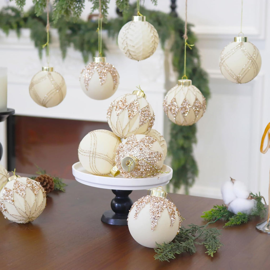 3.15IN Velvet Ornaments for Christmas Tree, 12pcs Flocked Ornaments Balls