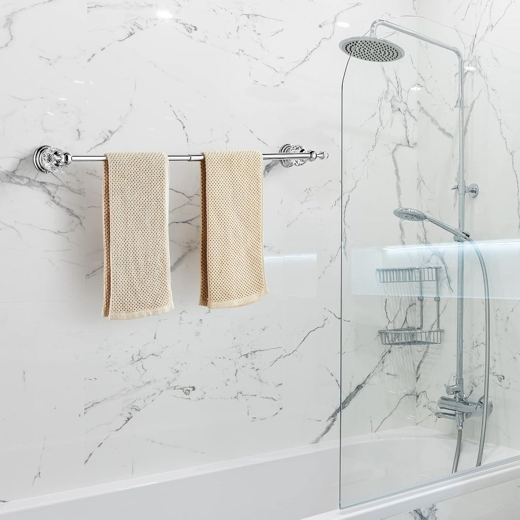 BATHSIR Crystal Towel Bar 24 Inch, Chrome Bathroom Towel Rack, Hand Towel Holder Wall Mounted