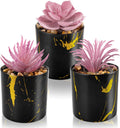 Der Rose 3 Pack Mini Fake Plants in Black Pots for Office Desk Accessorise