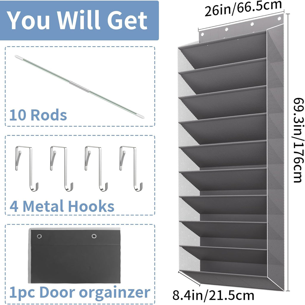 TAHAVICE 30 Pair Over the Door Shoe Organizer, Hanging Closet Shoe Storage