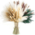 xin's convey 100 PCS Pampas Grass (Vase Not Included), Dried Flowers Bouquets, Wedding Table Decor, Bedroom, Rustic Farm Decor.(Green)