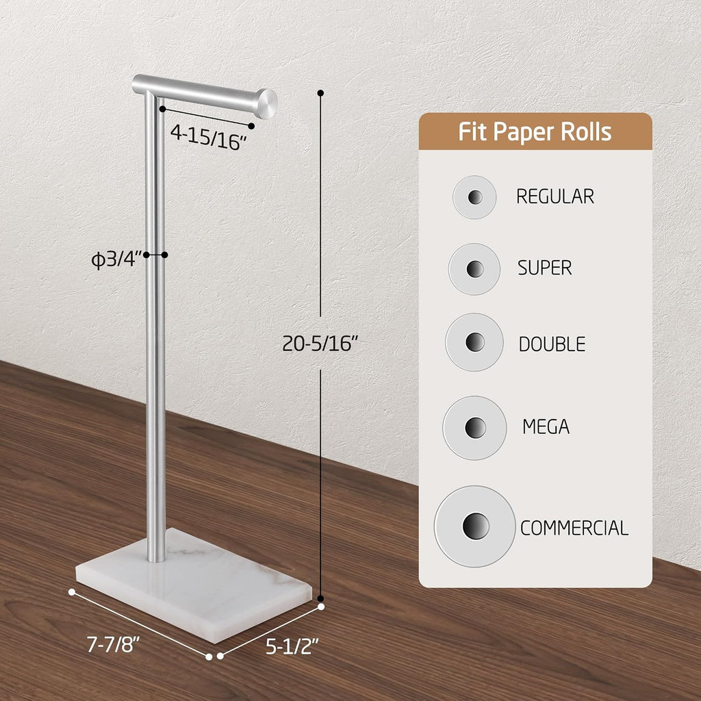 KES Toilet Paper Holder Stand, Natural Marble Base, Brushed Steel