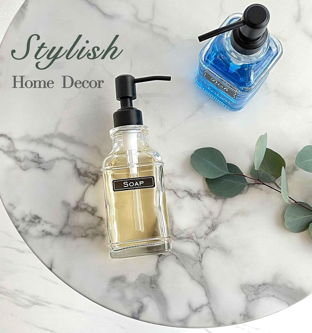 JASAI 2Pack Hand & Dish Glass Soap Dispenser with Black Rust Proof Pump