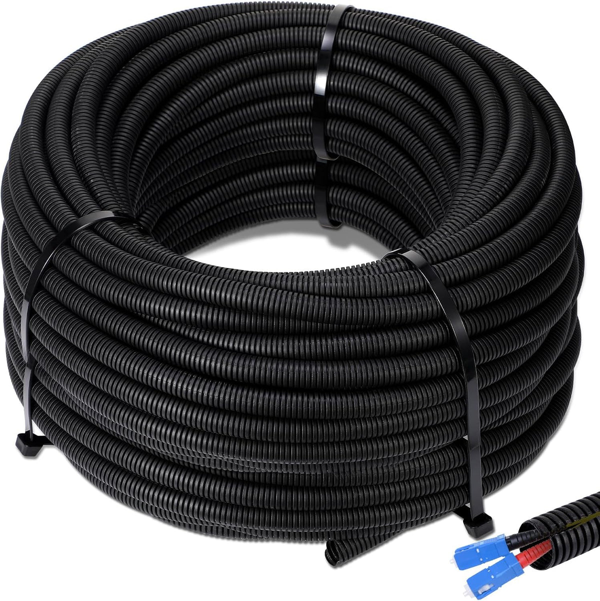 Sasylvia Split Wire Loom 1/4" X 200 Ft,Black Cable Sleeve