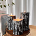 MOZEAL Hand-Poured Unscented Candle,Dripless Smokeless Cotton Wick Pillar Candle Set of 3,Includes 4", 5" and 6",300 Hours Burn Time,Country Style,for Christmas and Fireplace Decor(Black Pine Tree)