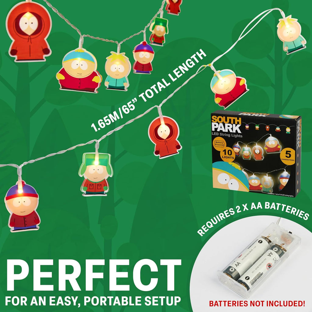 South Park LED String Lights, 5.4 ft Battery Operated Indoor Fairy Lights for Bedroom, Wall Decor, Home, Room Decor Gifts