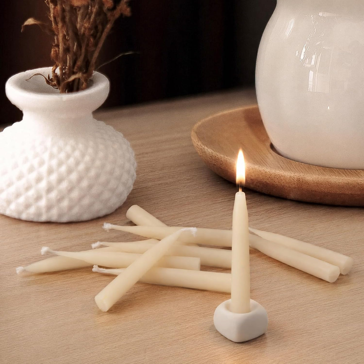 Beeswax Candles 10 Pcs 20 Minute Burning Tealight Candles- White