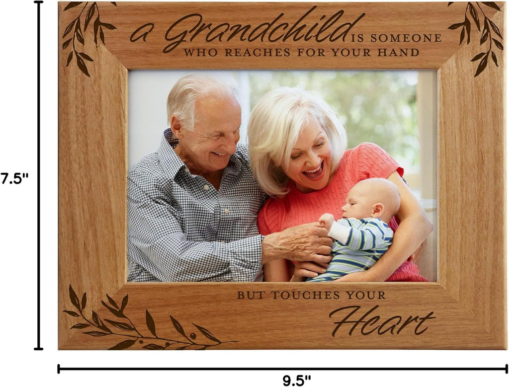CEDAR CRATE MARKET Grandparent Gifts, Grandparent Picture Frame - Laser Engraved Natural Alder Wood Horizontal Photo Frame, Easel Back, Wall Mount Fits 5x7 Horizontal Portrait Sentimental Gift