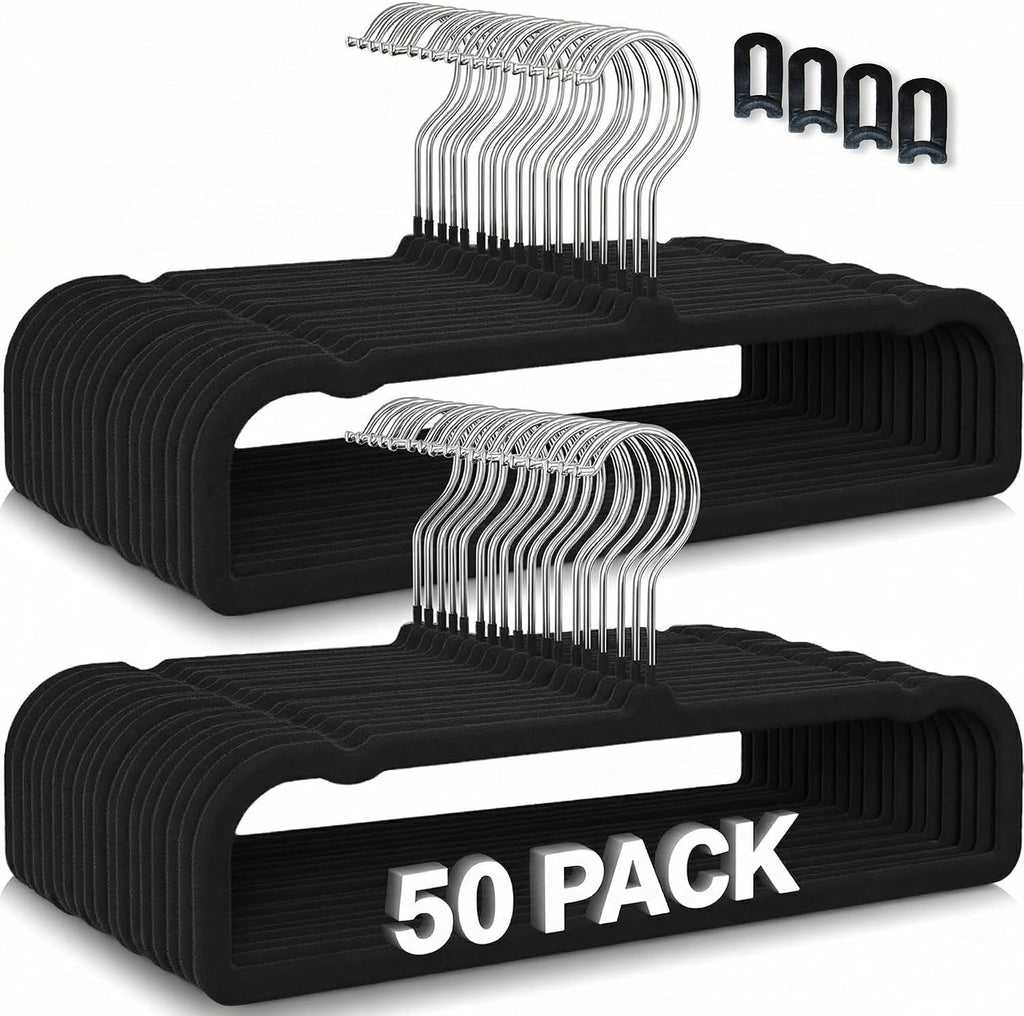 ZAKUTO Velvet Pants Hangers 50 Pack – Non-Slip Space Saving with 20 Hooks