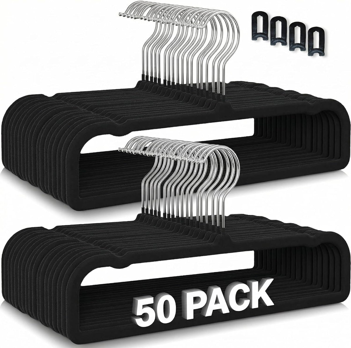 ZAKUTO Velvet Pants Hangers 50 Pack – Non-Slip Space Saving with 20 Hooks