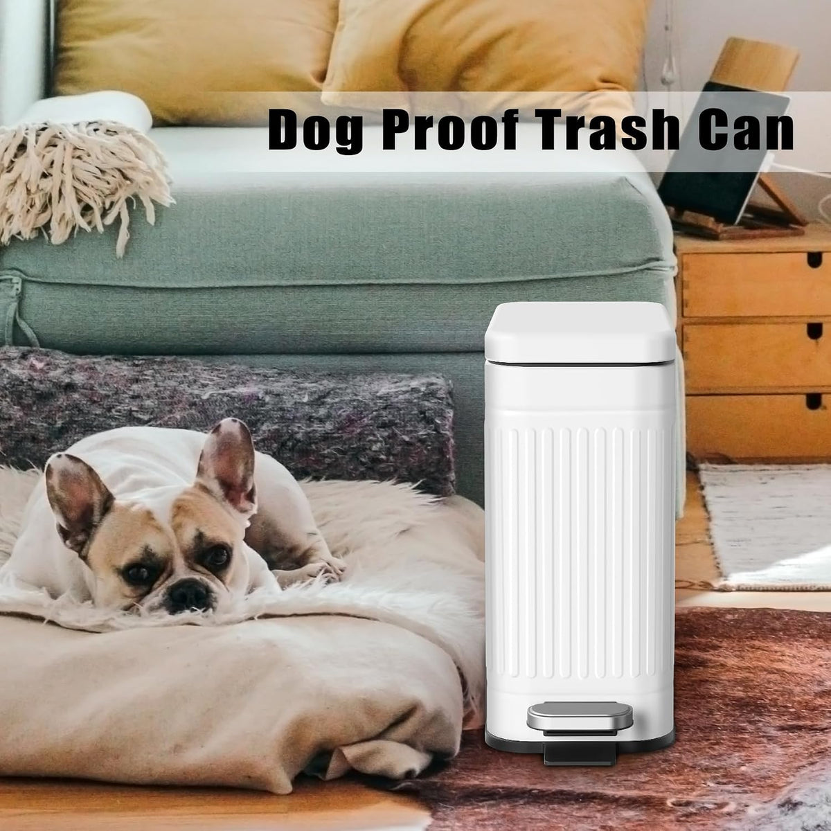 TrashAid 2.6 Gallons Small Bathroom Trash Can with Soft Close Lid, White