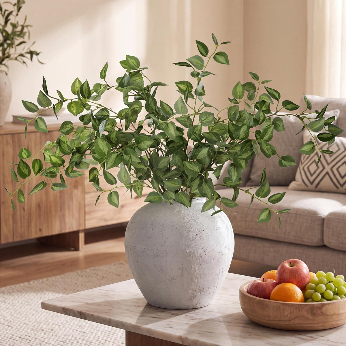 Sggvecsy 5 Pcs Artificial Eucalyptus Stems 32.7 inch Fake Greenery Branches with Faux Eucalyptus Leaves Silk Foliage Plants for Home Vase Kitchen DIY Festival Farmhouse Decor (Green)