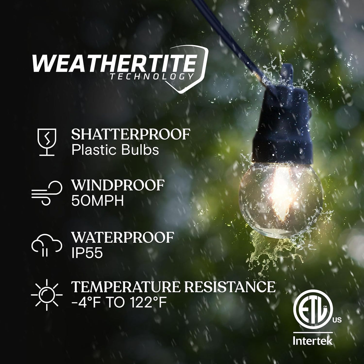 Brightech Ambience Pro Solar Powered Outdoor String Lights - 27 Ft Commercial Grade Waterproof Patio Lights with Edison Globes, Shatterproof LED String Lights for Patio - 12 Bulbs, 1W, Soft White